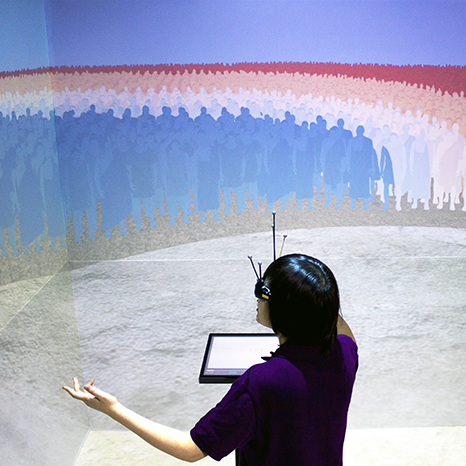 Visualization of speach given in a virtual reality cave